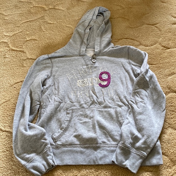 Aeropostale girls extra large sweatshirt with hood color gray - Picture 1 of 4